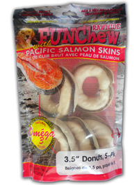 3.5 inch rawhide donuts wrapped in salmon skins